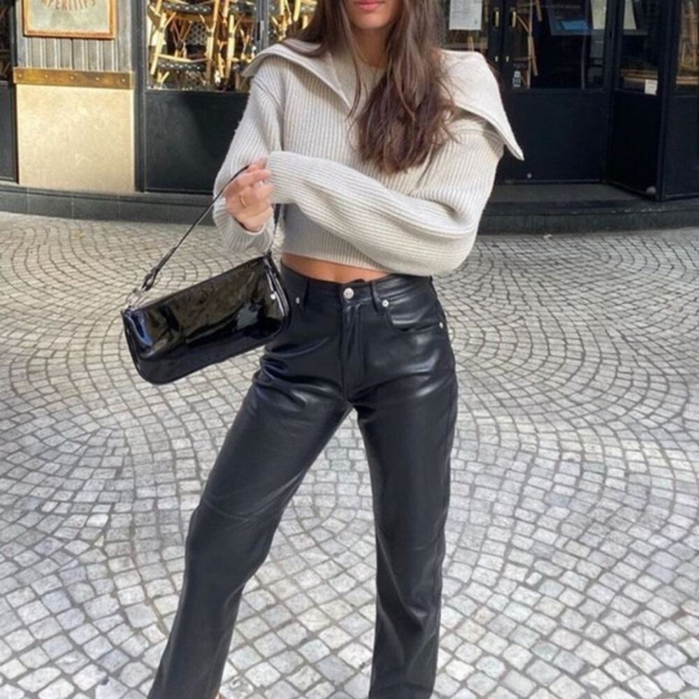 Aritzia Wilfred The Melina Black Vegan Leather Straight Leg Pant Size 10 - Picture 12 of 12